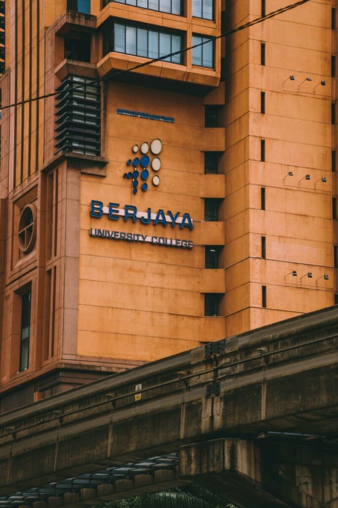 Capture of Berjaya University College in Kuala Lumpur highlighting its architectural style.